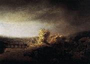 Rembrandt Peale Landscape with a Long Arched Bridge painting